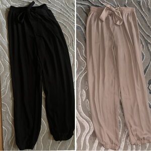 Two for One! Love Tree Jogger Pants; Size Large (Black & Beige)